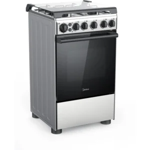 Midea 4 Burners Gas Cooker Cast Iron Pan Support, Automatic Ignition, 55 x 50 cm Color Silver Model - BME55007FFD - 1 Year Warranty.