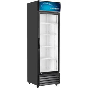 Westpoint 400 Liter Showcase Chiller NO FROST Tempered Glass Wire Shelves Top Canopy Light With Wheels Metallic Hinges Black Model - WPSN-4017T - 1 Year Full 5 Year Compressor Warranty.