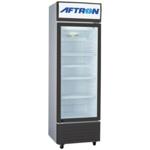 Aftron 425 Liter Single Glass Door Showcase Chiller Defrost Cooling ‎Temperature Control Color White Model - AFSC425F - 1 Year Full 5 Years Compressor Warranty