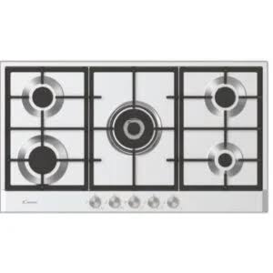 Candy 5 Burner Built In Gas Hob  Cast iron 90 × 60 cm Color Silver Model - CHG938WPXLPG-KS - 1 Year Brand Warranty.