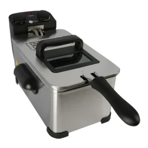 AFRA Deep Fryer 2000W, 3L Capacity, Stainless Steel Design, Easy-Clean Enamel Pot, Adjustable Temperature, Auto Shut-Off, Model AF-2000DFSS | 2-Year Warranty