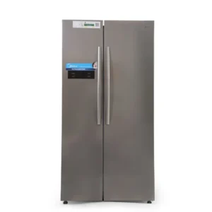 Midea 690L Side By Side 2 Door Refrigerator, Frost Free Fridge Freezer With Humidity Control, Electronic Touch Screen With LED Display, Multi-Air Flow, Adjustable Door Racks, Silver Model - HC689WENS - 1 Year Full 5 Year Compressor Warranty