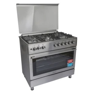Super General 90 X 60 cm, 5 Gas Burners, Oven/Grill with Rotisserie Free standing Gas Cooker, Stainless Steel, Turbo Fan  Silver Model - SGC9607FSHGF - 1 Year Warranty.