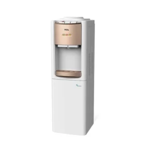 TCL 3 Taps Water Dispenser With Cabinet Child Safety Stainless Steel Water Tank High-Efficiency Compressor White & Gold Model - TY-LWYR33W  - 1 Year Full 5 Year Compressor Warranty