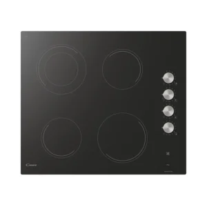Candy 4 Zone Hob Electric Vitro Ceramic Knob Control Brushed Metal Finishing Knobs 60 x 60 cm Color Black Glass Model - CH64DCK-19 - 1 Year Warranty.