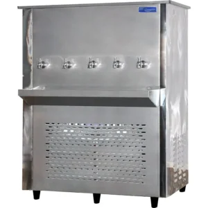 Super General 5 Tap Water Cooler 125 Gallon Stainless Steel Color Silver Model - SGCL125T5 - 1 Year Warranty.