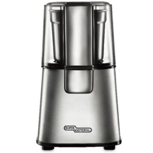 Super General 220 watts Coffee Grinder Transparent cover lid Detachable jar for easy cleaning Color Silver Model SGCG91SD | 1 Year Warranty.