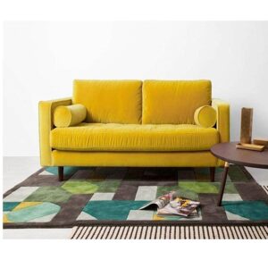 Galaxy Design Velvet Series 2-Seater Sofa - Scott Design, Velvet Fabric, Pure Wood Base, Gold Color GDFSCT2S-602-16