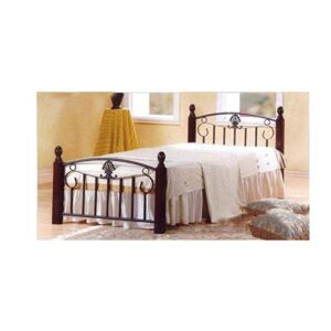 Single Steel Bed with Wooden Legs – 190 x 90 cm, Mahogany