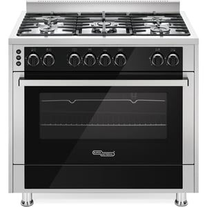 Super General 90 x 60 cm 5 Burner Free Standing Gas Cooker with Thermostat, Rotisserie, Automatic Ignition Silver Model - SGC916FSBGOF | 1 Year Warranty.