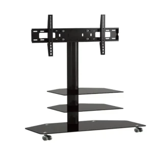 Galaxy Aluminium Tv Cart With Glass Base And Av Shelf Capacity:30 Kg Most 32″ 55″ Screen Black Model - SH 301FS - 1 Year Warranty