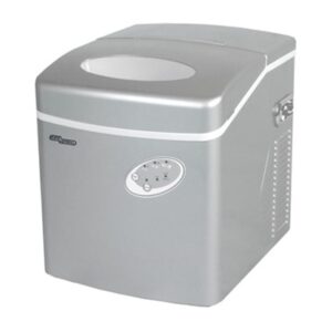 Super General 20 kg Ice-Maker Portable Ice-Machine with ice basket and shovel, 3 different sizes, Indicator light, Silver Model SGIM-022-HS | 1 Year Warranty.
