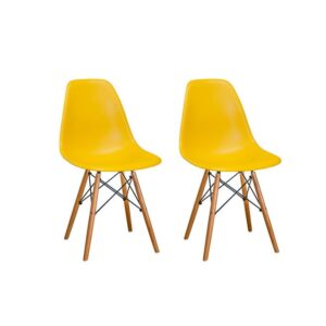 Galaxy Design Yellow Shell Dining Chair – Mid-Century Modern Eames Style