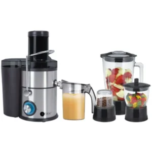 AFRA 4 in 1 Juicer 2 Speed Settings, Pulse Function, 1.5 Litre Capacity, Glass Blender, With Meat Chopper & Grinder Jar, 5 Speed Settings Black Model  AF-800JCBK | 1 Year Full Warranty