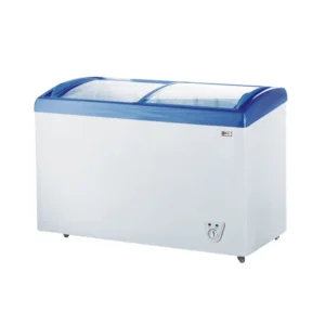 Nobel 360 Liter Sliding Door Freezer Curved Glass R134A Gas Adjustable Thermostat Lock & Key White  Model - NSC495 - 1 Year Full 5 Year Compressor Warranty.