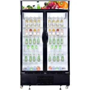 Aftron 1000 Liters Double Door Upright Showcase Chiller Temperature Control White Model - AFSC1100FC - 1 Year Full 5 Year Compressor Warranty