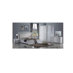 Galaxy Design Bedroom Set - King, Shining Enamal White