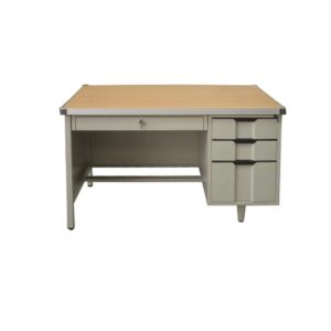 Steel Office Table with Wooden Top (120x75x70 cm) – Beige