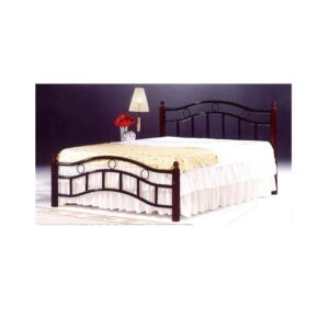 Galaxy Design Wooden Steel King Size Bed with Medical Mattress, Color Cherry Brown Legs -180 x 190 cm - Model-TF-7888