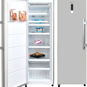 Super General 400 Liters Frost Free Upright Freezer Digital Control with 7 Compartments, LED Display Color Gray Model SGUF401NFP | 1 Year Full 5 Year Compressor Warranty.