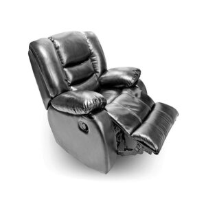 Galaxy Design Heavy Duty Swivel Glider Relaxer Recliner Sofa - Black Leather GDFRCL-12090H98