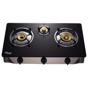 Super General 3 Burner Table Top Gas Stove Glass Top Black Model SGB313GFD | 1 Year Warranty.