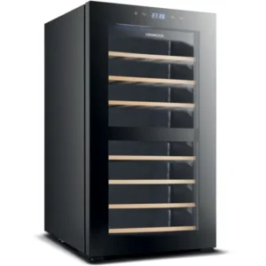 Kenwood 43 Bottles Beverage Cooler Wine Refrigerator With Dual Temperature Zone, Double Glass Door, Blue Light, Smart Control Black  Model - Bcw43.000Bk - 1 Year Full 5 Year Compressor Warranty.
