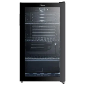 Midea 150 Liter Single Door Beverage Cooler, Air Cooled Thermostatic Wine Cabinet, Compact Cooler With Glass Door, Recessed Handle, Black Model - MDRW150FGG22AE - 1 Year Full 5 Year Compressor Warranty.