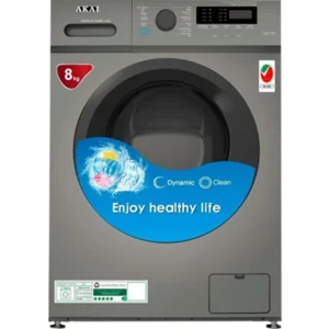 Akai 8 Kg Front Load Washing Machine Inverter Technology 1400 RPM 6 Programs, Digital Display, Child Lock, Variable Temperature Control Color Grey Model - WMMA-SFL84VBS | 1 Year Warranty