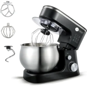 AFRA Stand Mixer, 1200W, 5L Stainless Steel Bowl, 6 Speed, 7635 Copper Motor, Metal Gear Design, Anti-Leaking, Low Noise, Non-Slip Rubber Feet, Model AF-1200SMBK - 1 Year Warranty