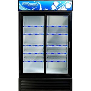Super General 1000 Liter Double Layered Glass Sliding Door Chiller Upright Beverage-Showcase, Energy-Saving, Low-Noise White/Black, Model - SGSC1017IS - 1 Year Full 5 Year Compressor Warranty.