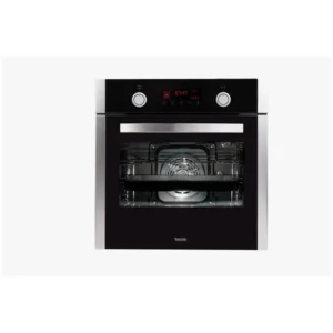 Baumatic 60cm Built In Electric Oven with Fan 69L, Silver and Black Model  BMEO6E10M | 1 Year Full Warranty.