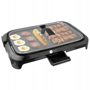 AFRA Electric Barbeque Grill, 1600W, Indoor and Outdoor, Thermostat Control, Overheat Protection, Portable, Smoke-Free, Model AF-1600BQBK - 2 Year Warranty