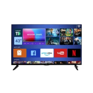 AFRA 43-inch Smart 4K UHD TV, Frameless, LED, Android 11, HDMI, USB, VGA, PC & Game Console Connection, Streaming, Netflix, Hulu, YouTube, Prime Video, Model AF-43114KBK - 1 Year Full Warranty