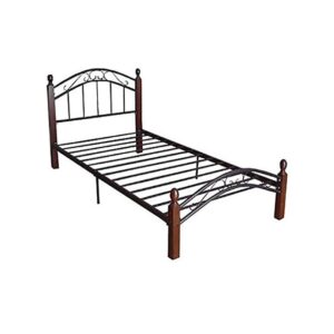 Galaxy Design Wooden Steel Single Bed, Mahogany Legs - 90 x 190 cm