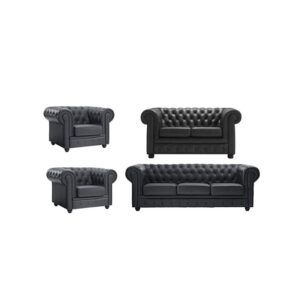 Galaxy Design Ingles Seven Seater Sofa Set (3+2+1+1) - Elegant Black Color