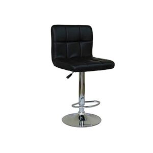 Bar Stool Leather Adjustable-Black by Galaxy Design