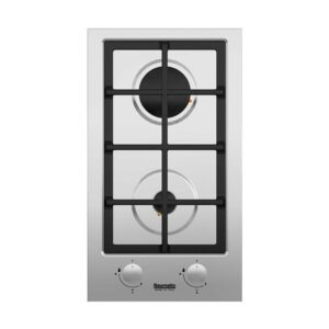 Baumatic 30cm Built in 2 Burner Gas Hob Cast Iron Stainless Steel Model BMEH3GSS-2 | 1 Year Full Warranty.
