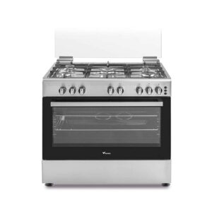 Veneto 90 X 60 cm 5 Gas Burners with Cast iron pan support, Free standing Gas cooker, Stainless Steel - C3X96G5VCF.VN | 1 Year Warranty