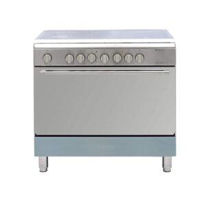 Bompani Gas Cooker, 5 Burners, Oven with Grill, 90 x 60 cm Color Silver Model - DIVA90GG5TCIXFAN - 1 Year Warranty.
