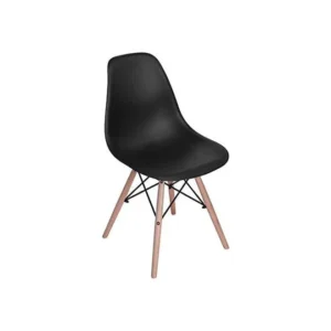 Galaxy Design Modern Dining Chair – Plastic Shell with Wooden Legs, Black (Model: JEAM1)