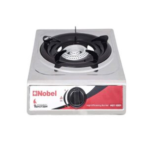 NOBEL Gas Stove, Single Burner, Brass Auto Ignition, Energy Saving, Color Silver Model - NGT-1001 - 1 Year Warranty.