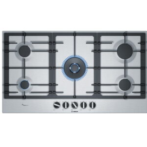 Bosch Series 6 | Built In Gas Hob, 90 cm, 5 Gas Burners, Color Silver Model - PCR9A5B90M - 1 Year Brand Warranty.