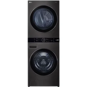 LG 19 Kg Washer 16 Kg Dryer, Wash Tower, Front Load, AI DD, Turbo Wash ™, Steam+™ DD MOTOR GLASS DOOR CHROME RIM HEAT PUM WITH DUAL INVERTER Color Black Model - W1S1CVK2EHM - International Version.