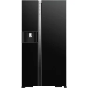Hitachi 700 Liter Side By Side Refrigerator, Inverter Compressor, 2 Door Fridge, Dual Fan Cooling, Quick Freezing, Touch Panel, Glass Color Black Model - RSX700GPUK04GBK - 1 Year Full 10 Years Compressor Warranty.