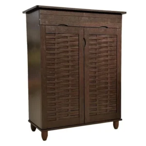 2 Door Shoe Rack with Top Drawer – Brown Color | Model GDF-1516