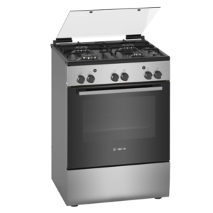 Bosch Series 2 | Freestanding Gas Cooker, 60 cm, Stainless Steel, German Engineering, Full Safety, Color Silver/Black, Model - HGA120B51M - 1 Year Brand Warranty