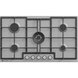 MILLEN 5-Burner, Built in Gas Hob, (Sabaf), 12100 W, Mechanical and Electric Ignition Control, 90 cm, Color Silver Model - MGH 9001 IX - 3 Years Brand Warranty.