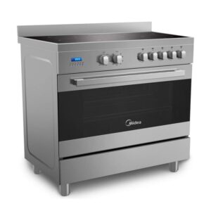 Midea 90x60cm Freestanding Ceramic Cooker with 109L Multifunction Oven, 5 Zones Full Electric Cooking Range with LED Display, Dual Convection Fan, Rotisserie, Digital Timer, Stainless Steel, Model - VSVC96048 - 1 Year Warranty