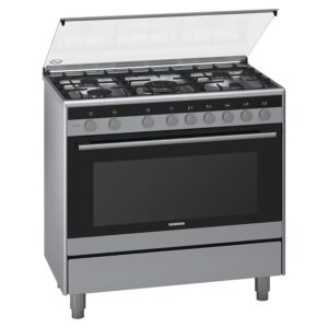 Siemens 5 Burners Gas Cooker, Free Standing, ‎Full Safety High Efficiency Auto Ignition 90 x 60 cm Color Silver Model - HG73G6357M - 1 Year Warranty.